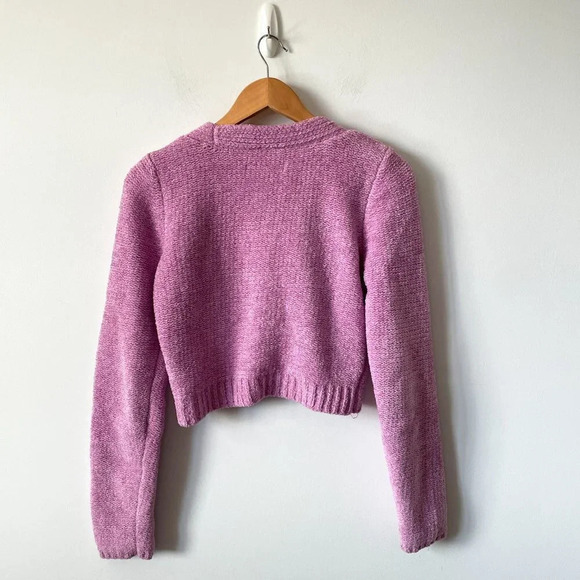 Urban Outfitters Dina Plush Soft Knit Cardigan Violet Purple Sz Medium - Picture 7 of 9